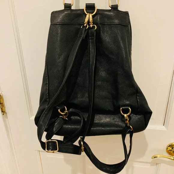 ALDO Black Faux Leather Backpack Book Bag - Picture 11 of 12